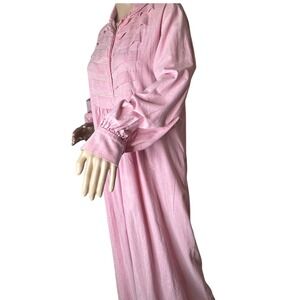 ❌SOLD❌VTG LL Bean Pink Cotton Button Front Long Sleeve Collared Maxi Nightgown